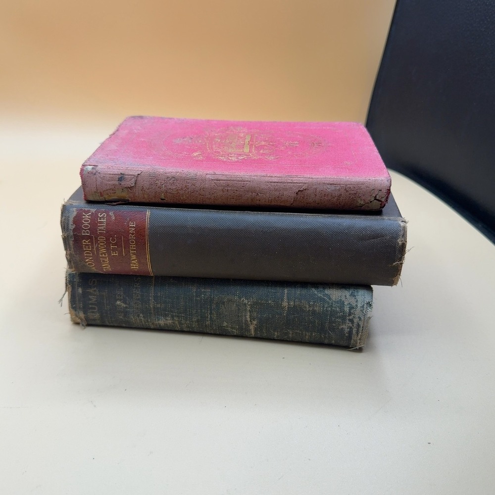 Antique Hardcover Books Lot 3 Hawthorne Wonder Book Dumas Three Musketeers 1888
